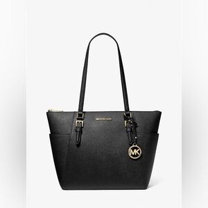 Michael Kors Charlotte Large Saffiano Leather Top-Zip Tote Bag